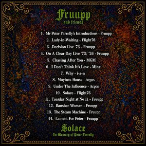 Fruupp Solace LP and CD rear cover.